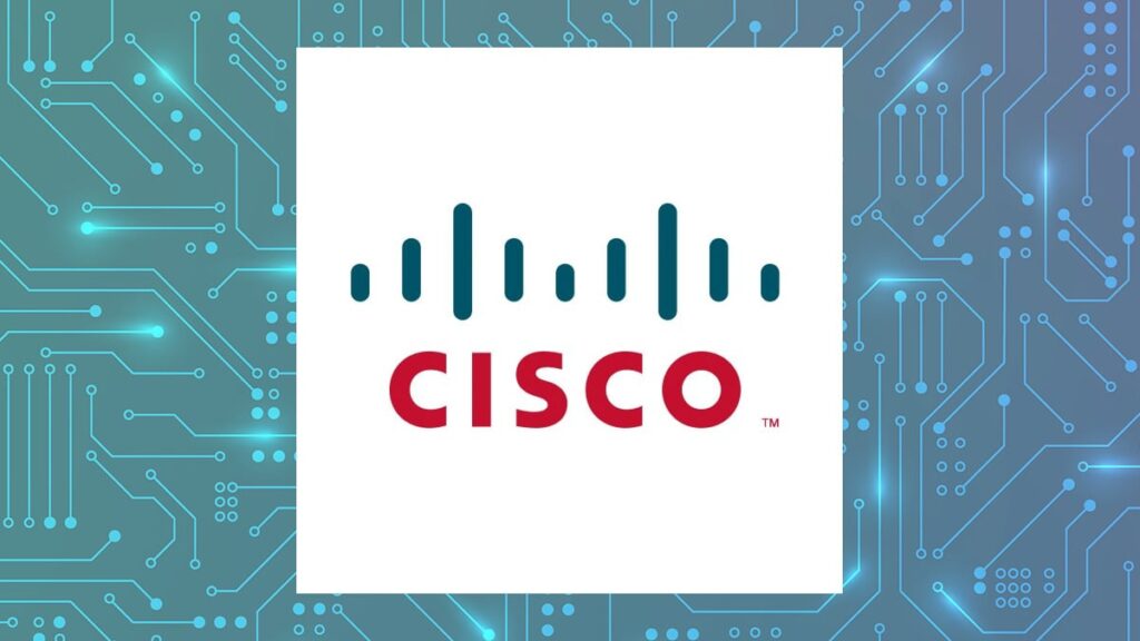 Cisco Systems logo with Computer and Technology background