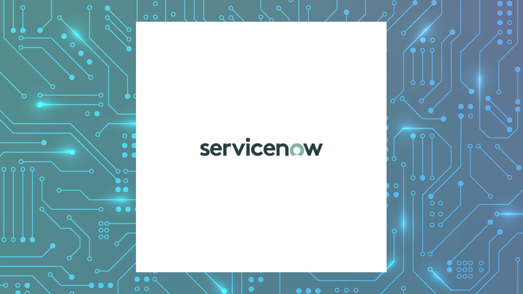 ServiceNow logo with Computer and Technology background